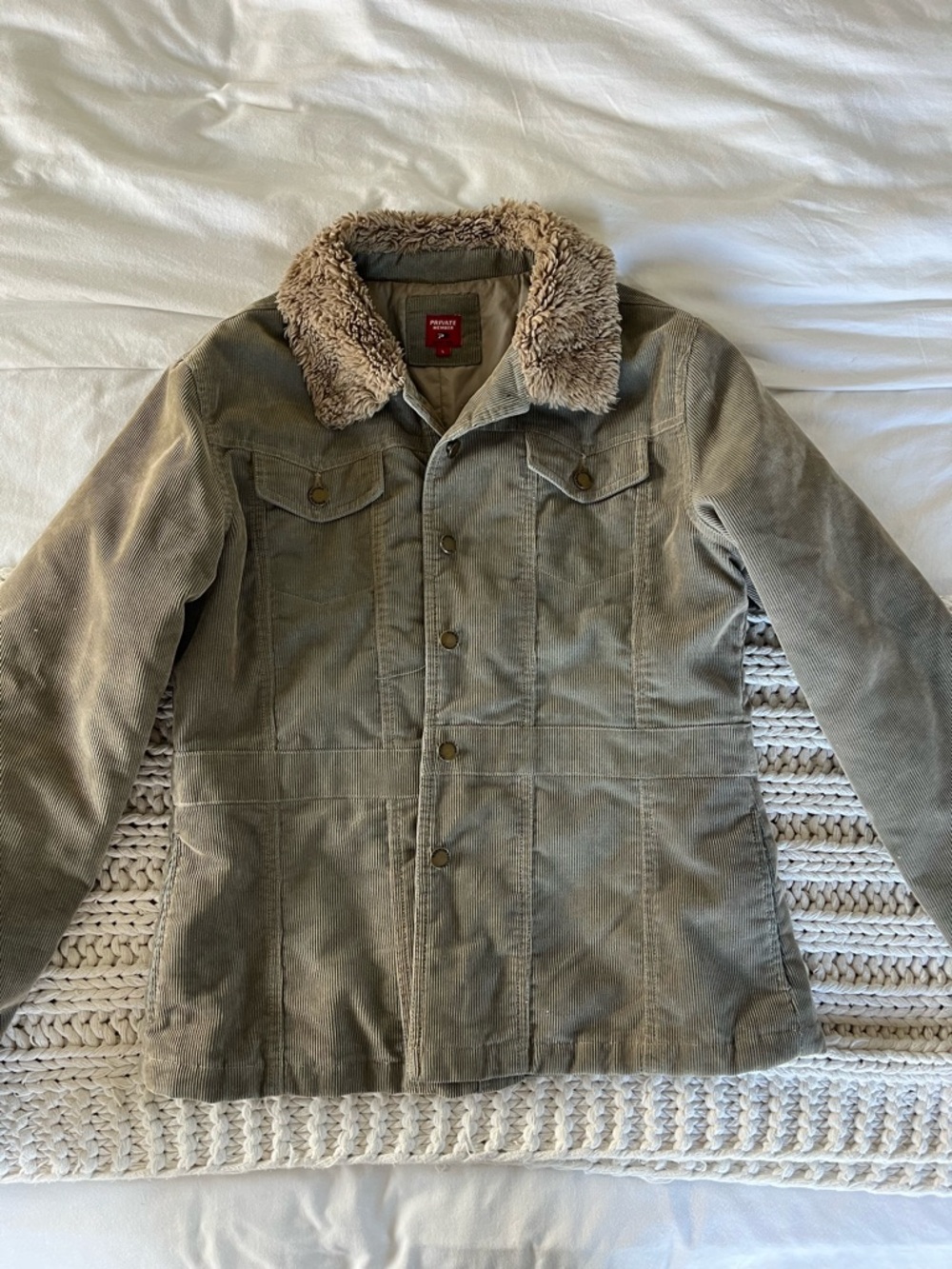 Corduroy Jacket with Sherpa Collar - Taupe